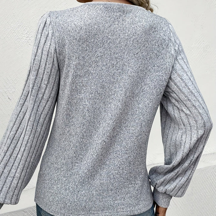 Kehlani - Stylish Elegant Long-Sleeved Grey Blouse for Women for Autumn