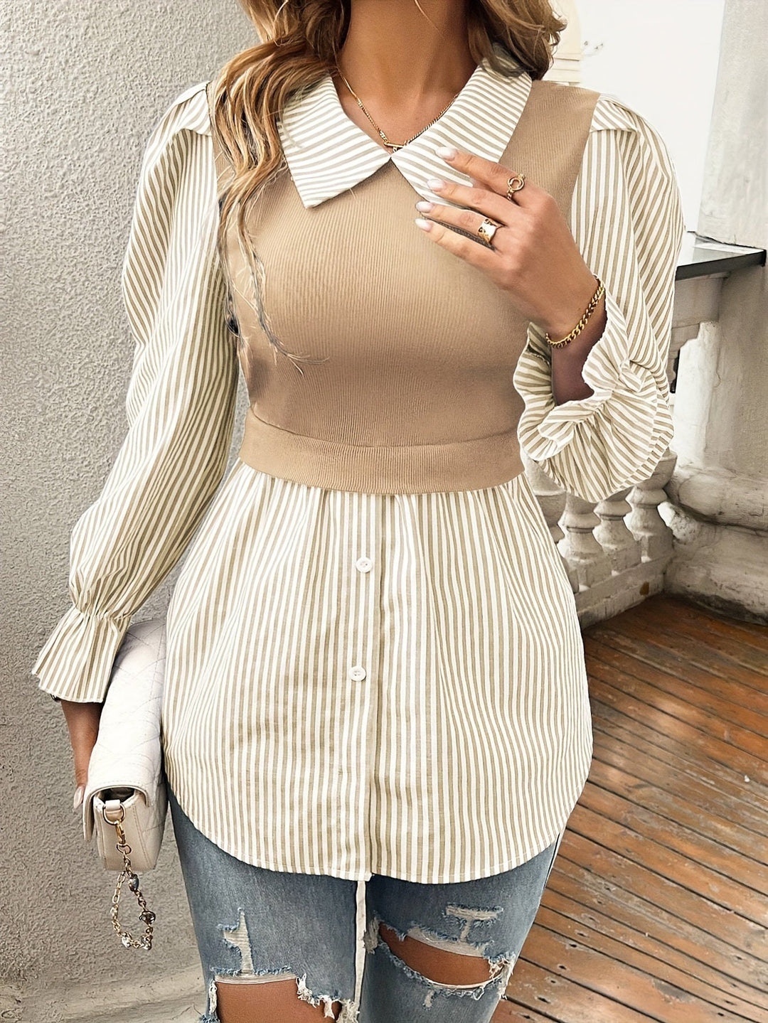Olivia - Elegant Striped Blouse for Women for a Stylish Spring and Autumn