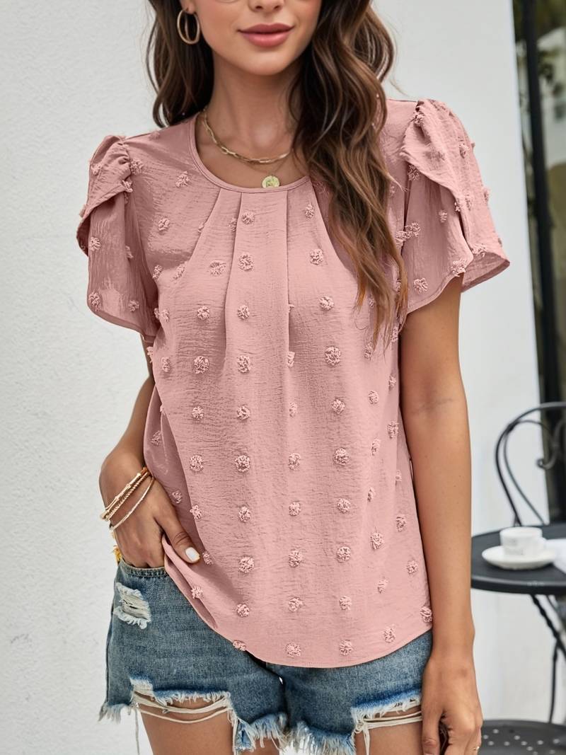 Charice - Enchanting Swiss Shirt with Petal Sleeves for Women