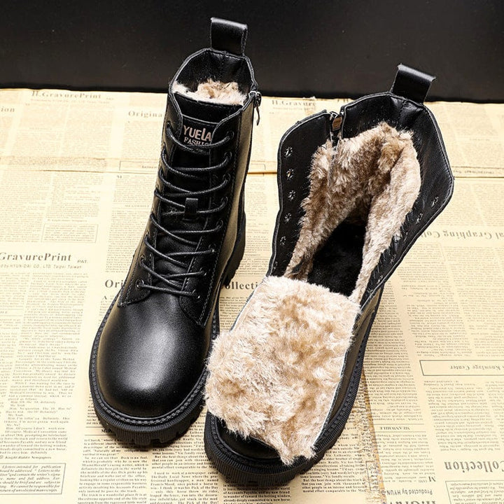 Rosa™ - Black Leather Winter Boots