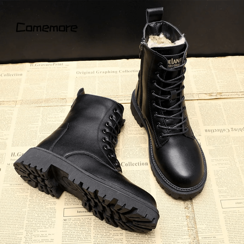 Rosa™ - Black Leather Winter Boots