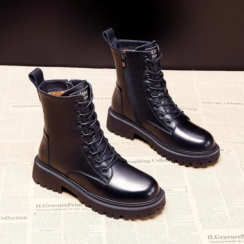 Rosa™ - Black Leather Winter Boots