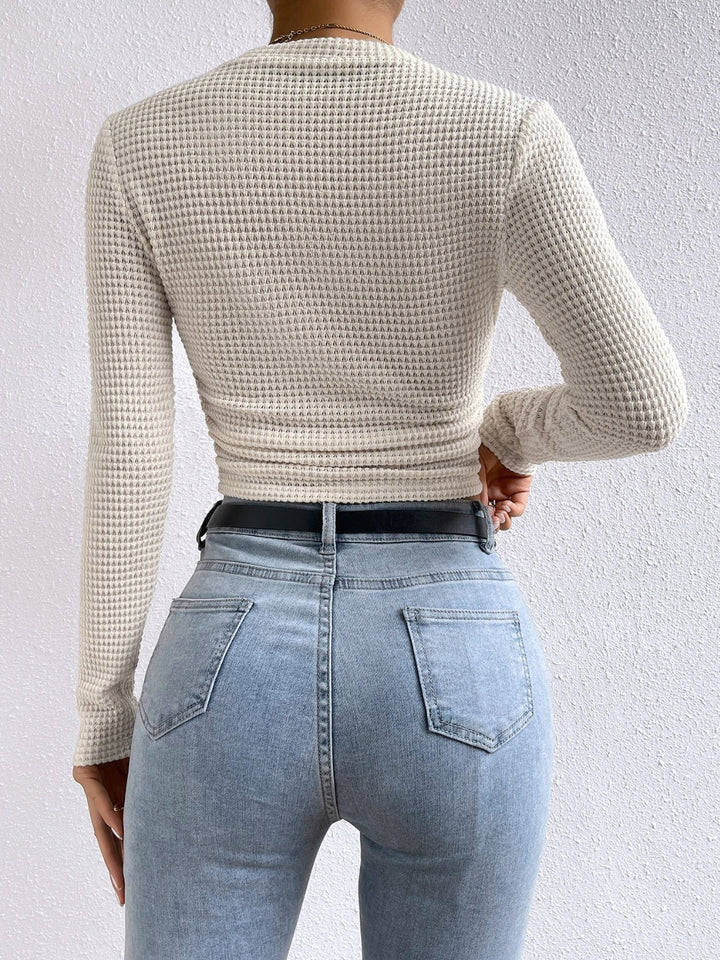 Monica - Stylish Casual Autumn T-Shirt with Round Neck and Long Sleeves for Women