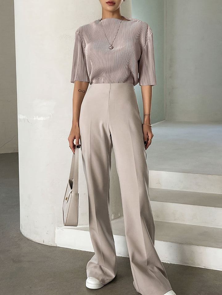 Marie - Elegant White Pleated Blouse for Women