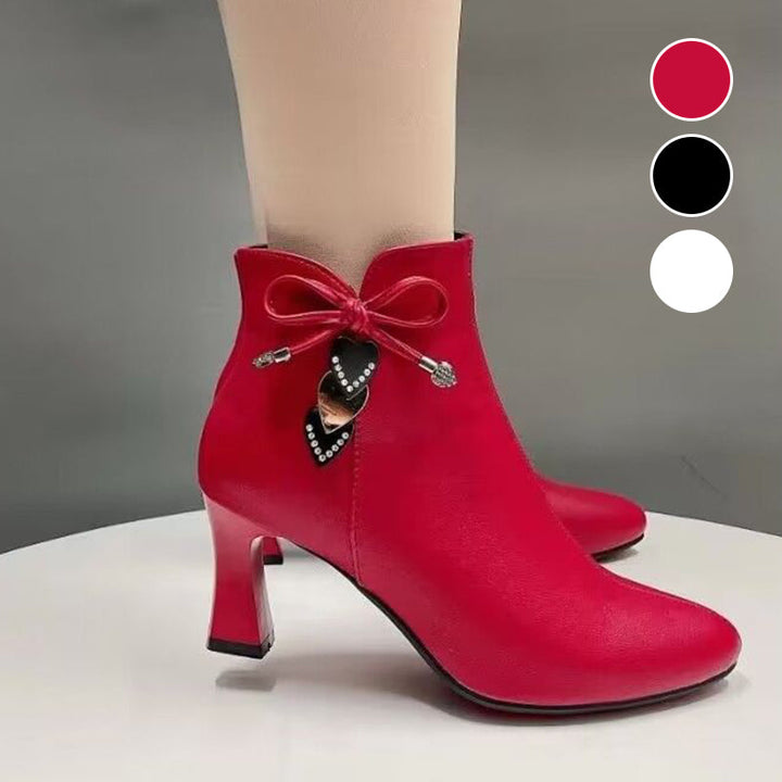 Paola™ - Suede Ankle Boots with Bow