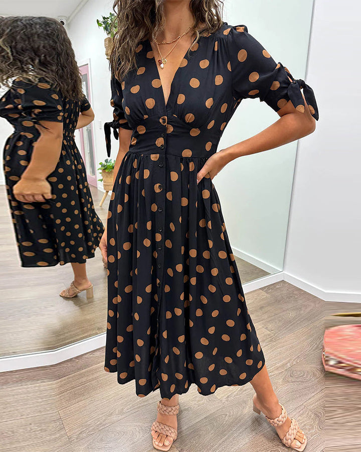 Rachelle - Stylish Midi Dress with Playful Dots