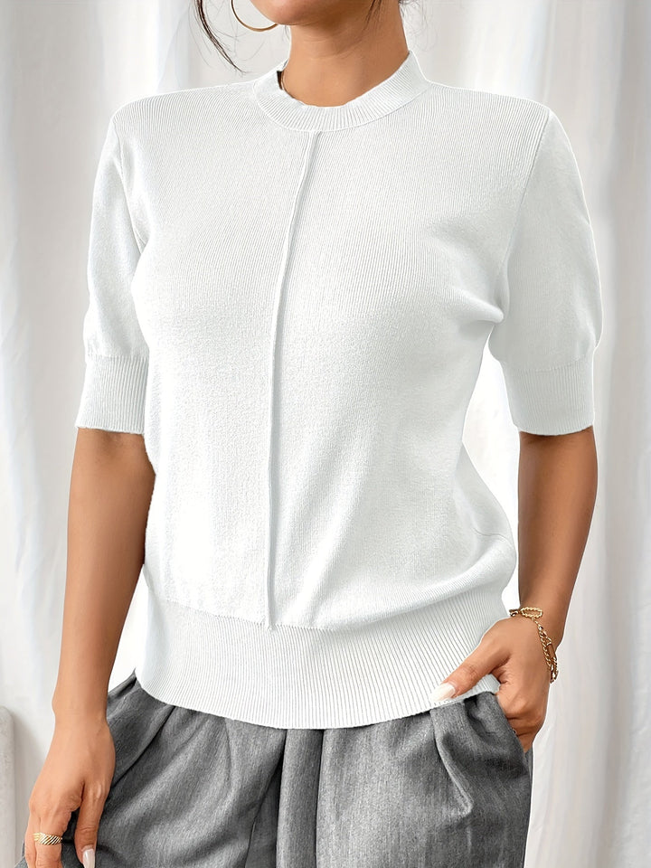Chic Summer Knit Mock Neck Top for Women | Elise