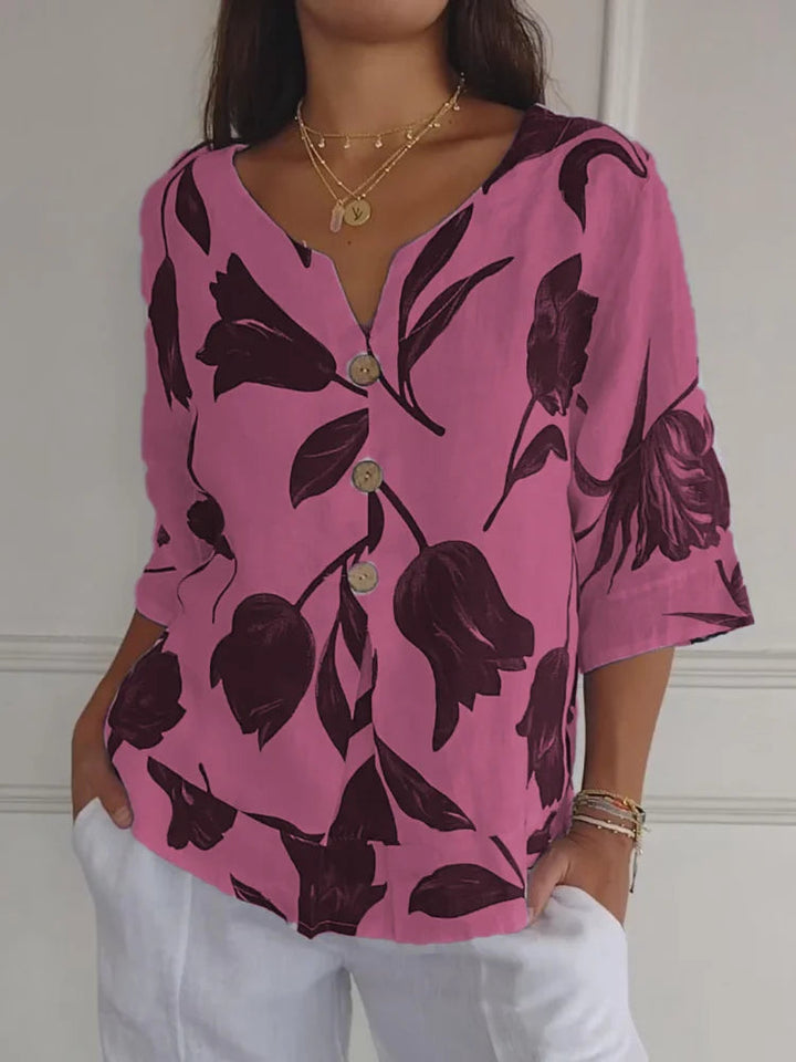 Maica - Stylish V-neck Top with Trendy Oversized Sleeves for Women