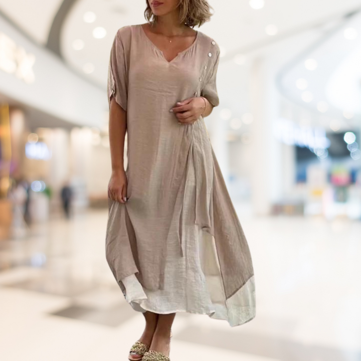 Emma™ - Vintage V-Neck Dress