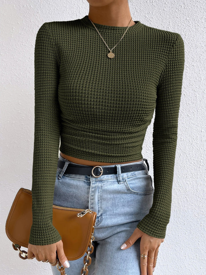 Monica - Stylish Casual Autumn T-Shirt with Round Neck and Long Sleeves for Women