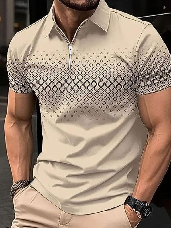 Elegant Classic Summer Polo Shirt for Men - Mink Tones