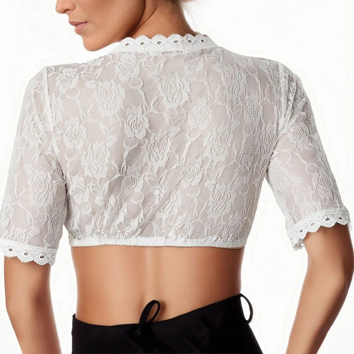 Elegant White Lace Blouse with Half Sleeves for Women - Mona Collection