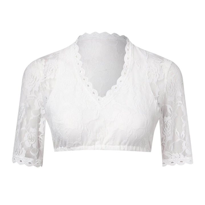 Elegant White Lace Blouse with Half Sleeves for Women - Mona Collection