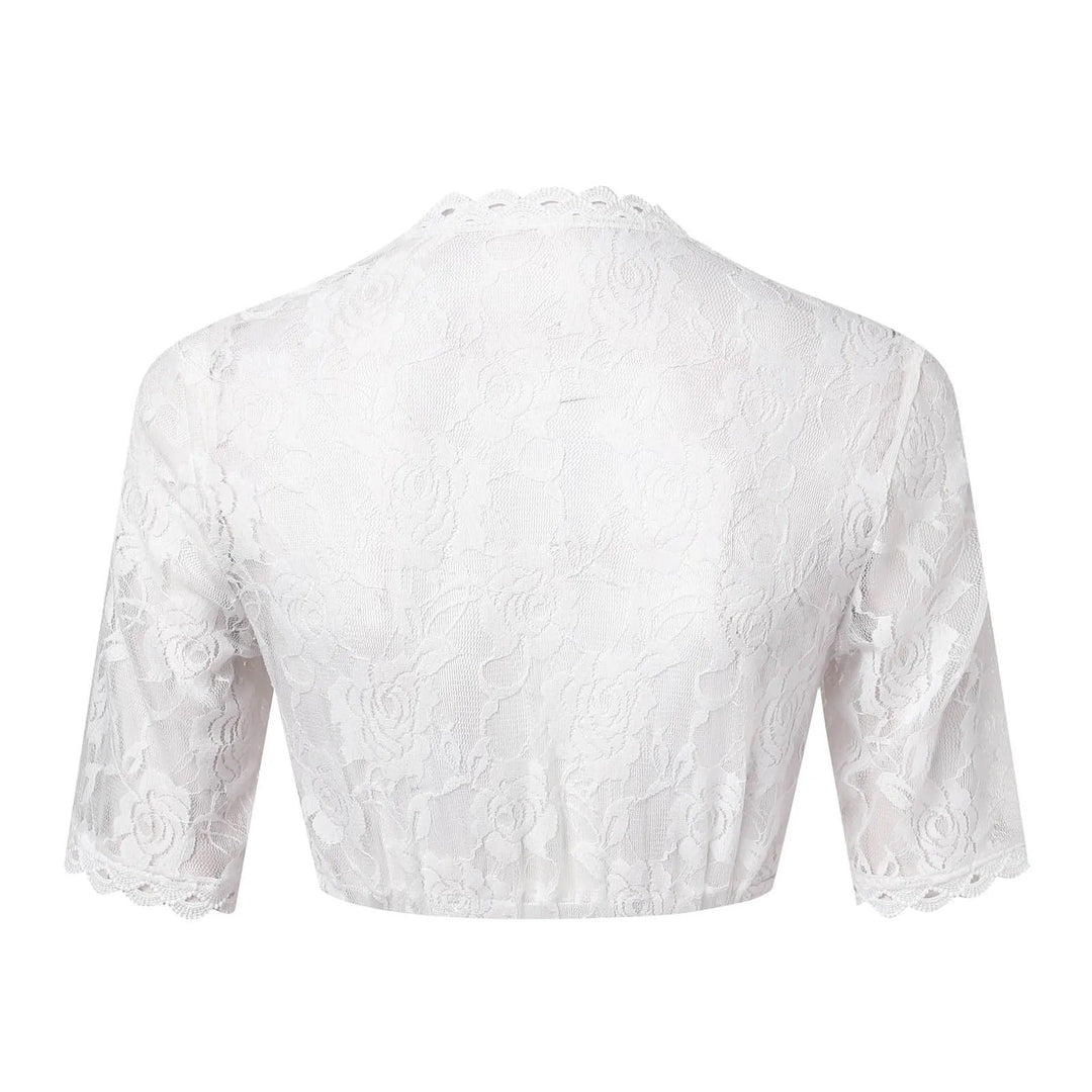 Elegant White Lace Blouse with Half Sleeves for Women - Mona Collection