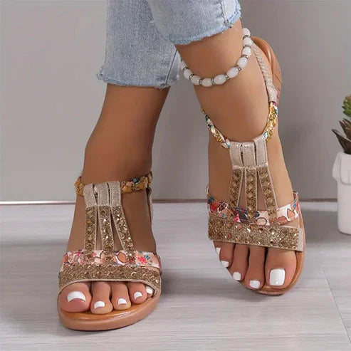 Dorcas - Beautiful Sandals Embellished with Rhinestones