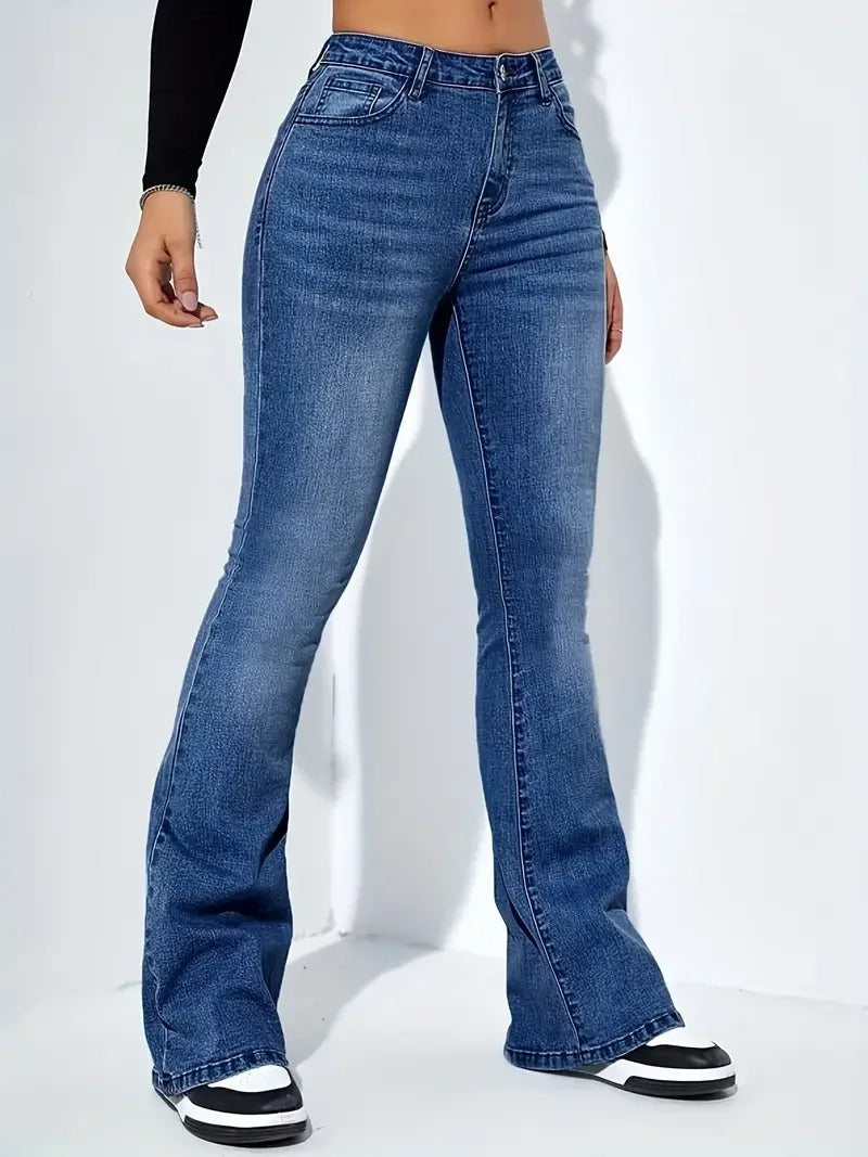 Rosie - Trendy high-waisted flared denim jeans