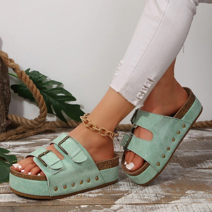 Leona - Elegant Sandals with Double Strap and Stylish Buckle