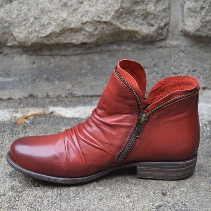 Giulia™ - Leather Boots with Zipper