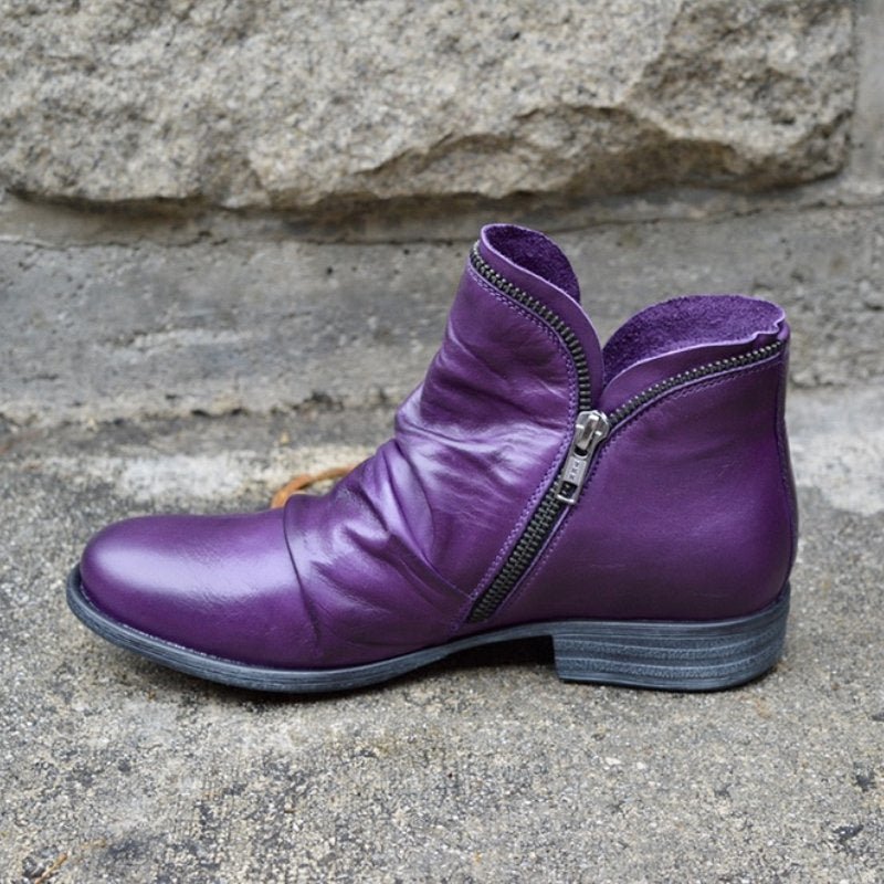 Giulia™ - Leather Boots with Zipper