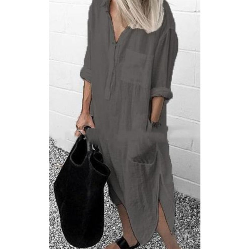 Maddie - Elegant Long Linen Maxi Dress