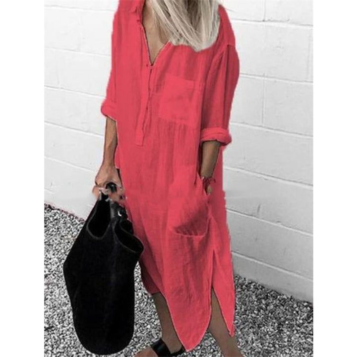 Maddie - Elegant Long Linen Maxi Dress